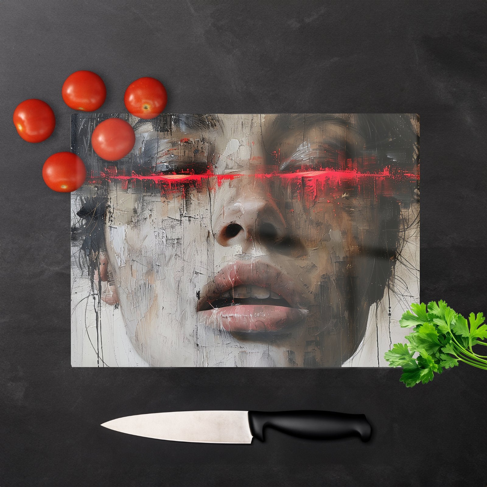 Abstract Face In Motion Chopping Board