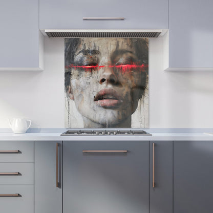 Abstract Face In Motion Kitchen Splashback