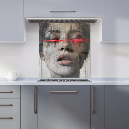 Abstract Face In Motion Kitchen Splashback