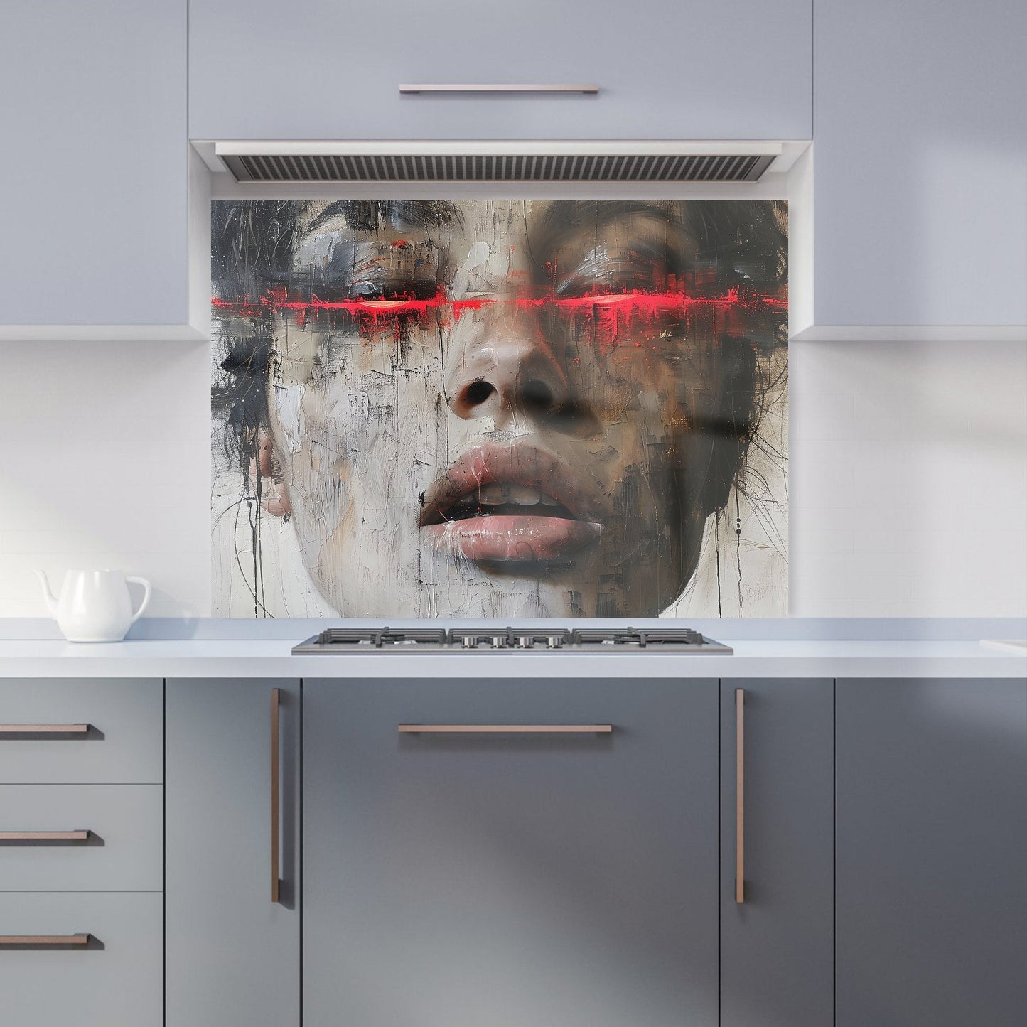 Abstract Face In Motion Kitchen Splashback