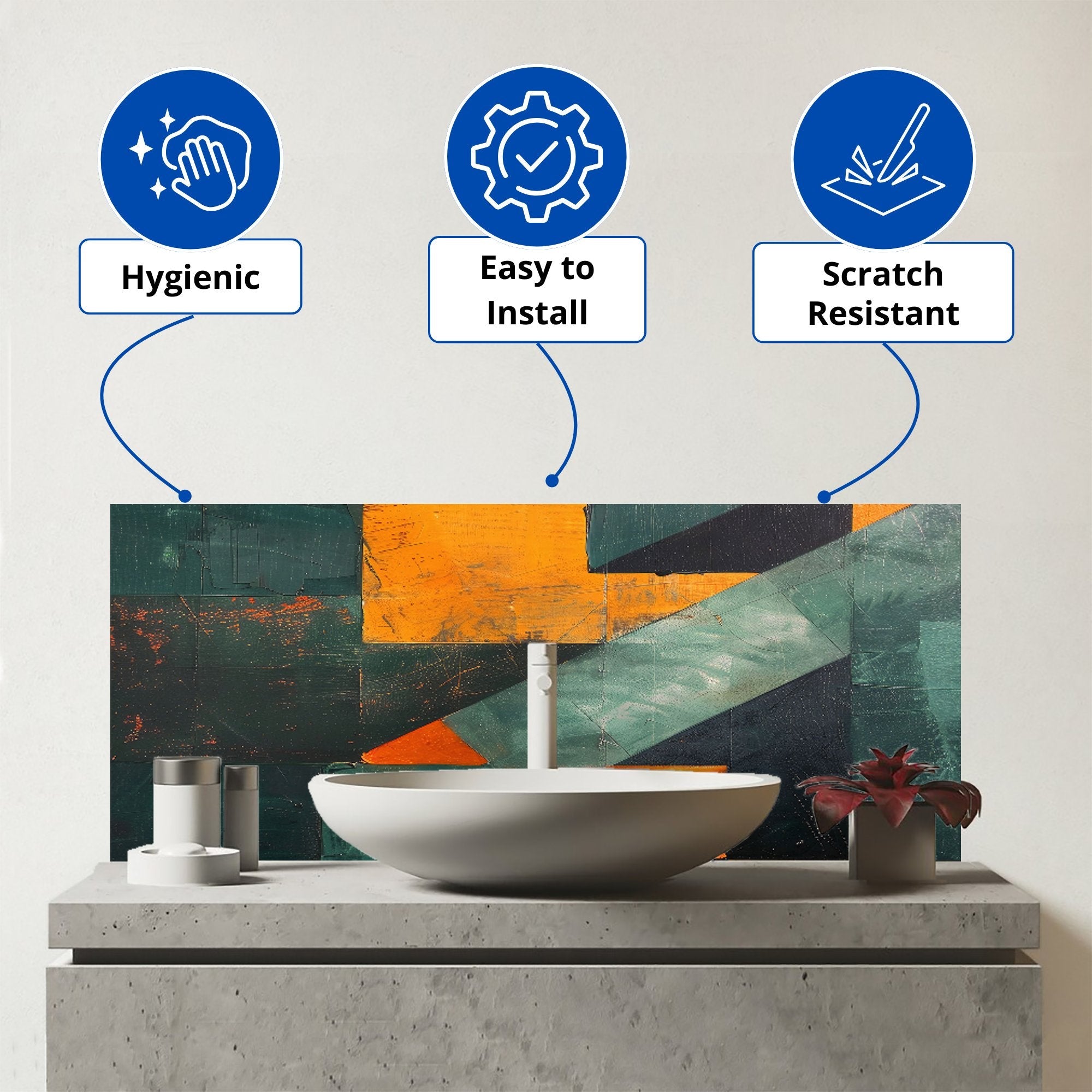 Dynamic Angles Glass Bathroom Splashback