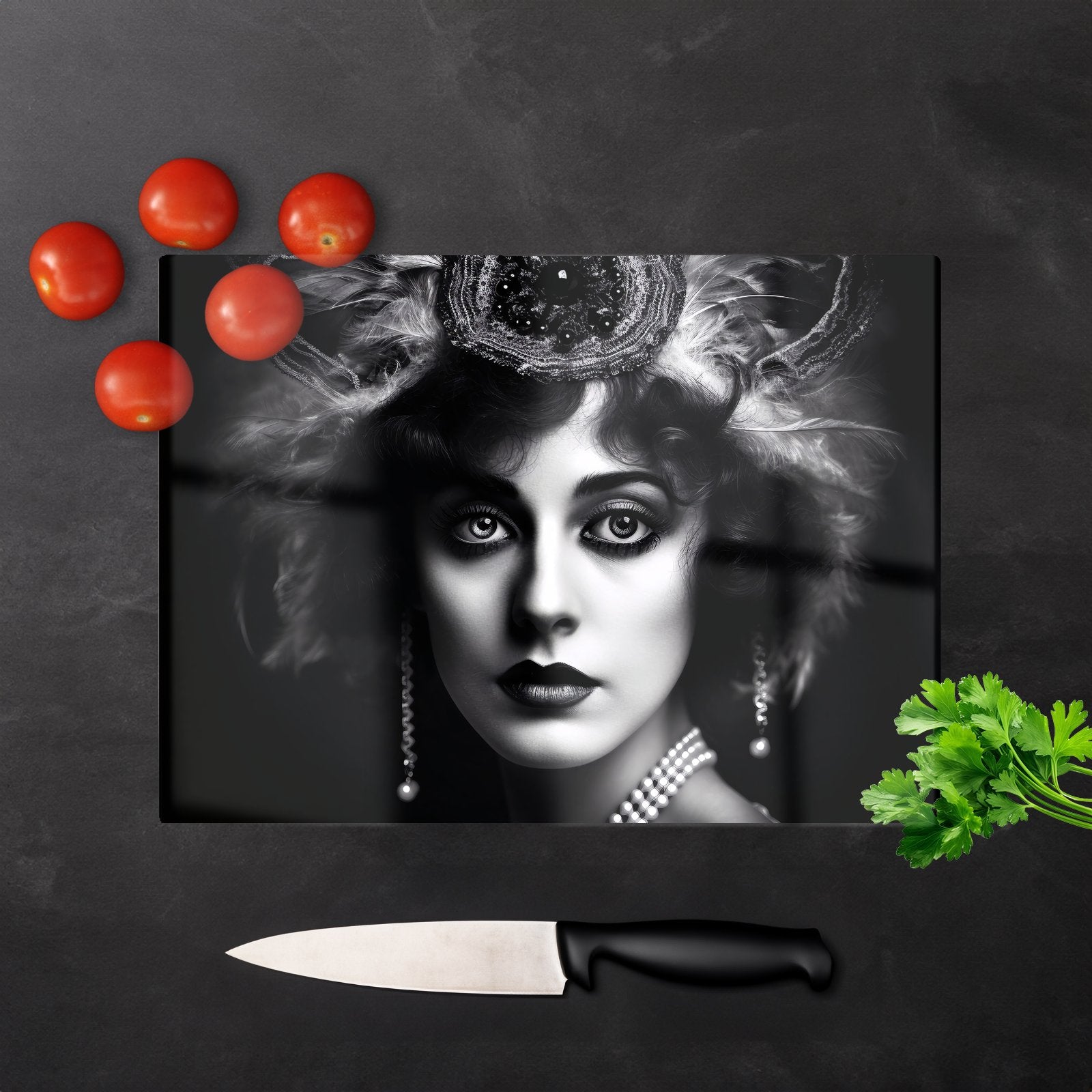 Edwardian Showgirl Splashart Chopping Board