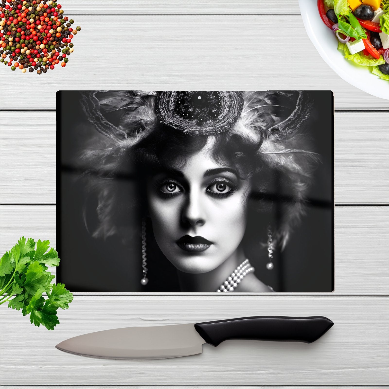 Edwardian Showgirl Splashart Chopping Board