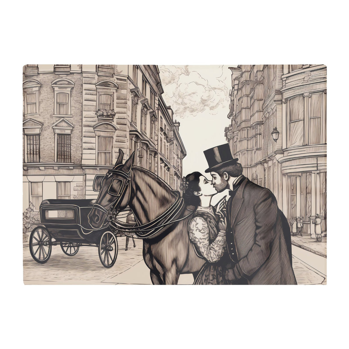 Victorian Lovers On A London Street Chopping Board