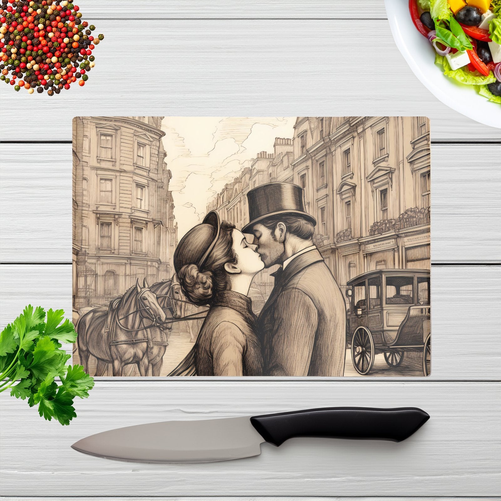 Sharing A Kiss Chopping Board