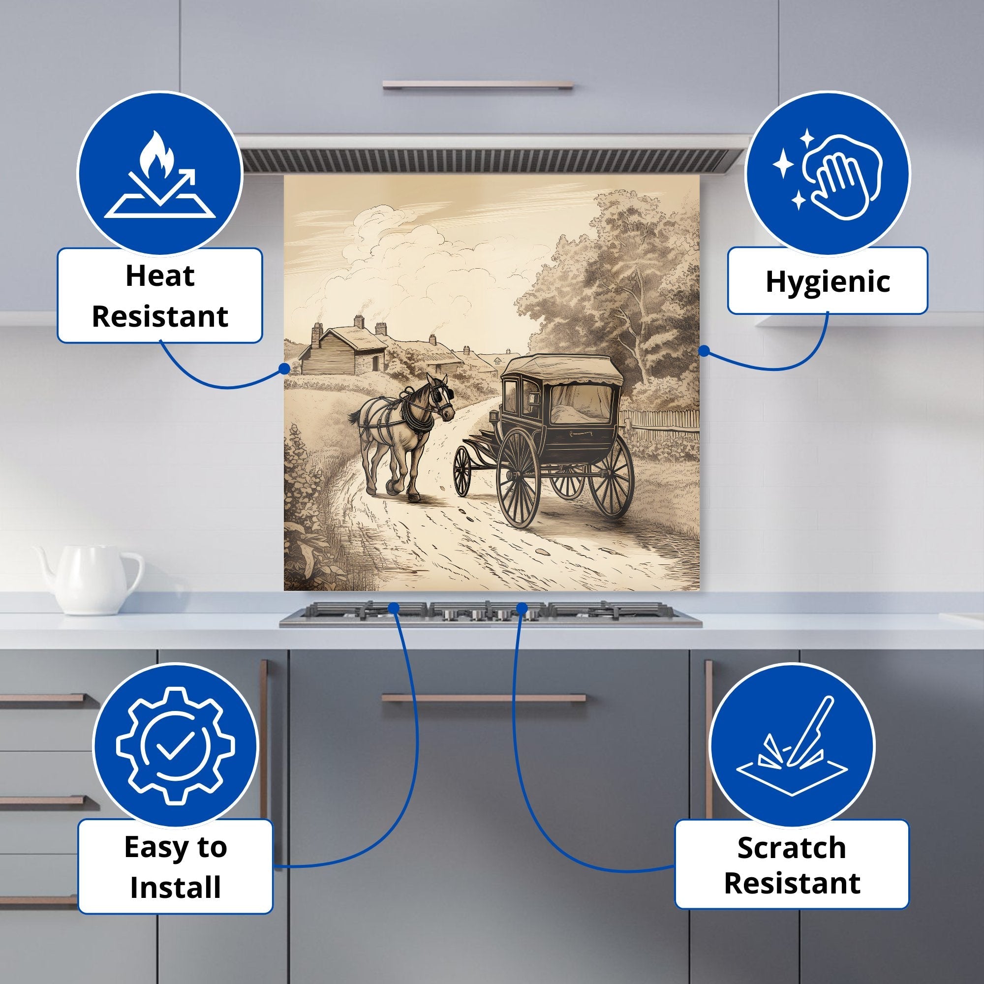 A Horse And His Cart Kitchen Splashback