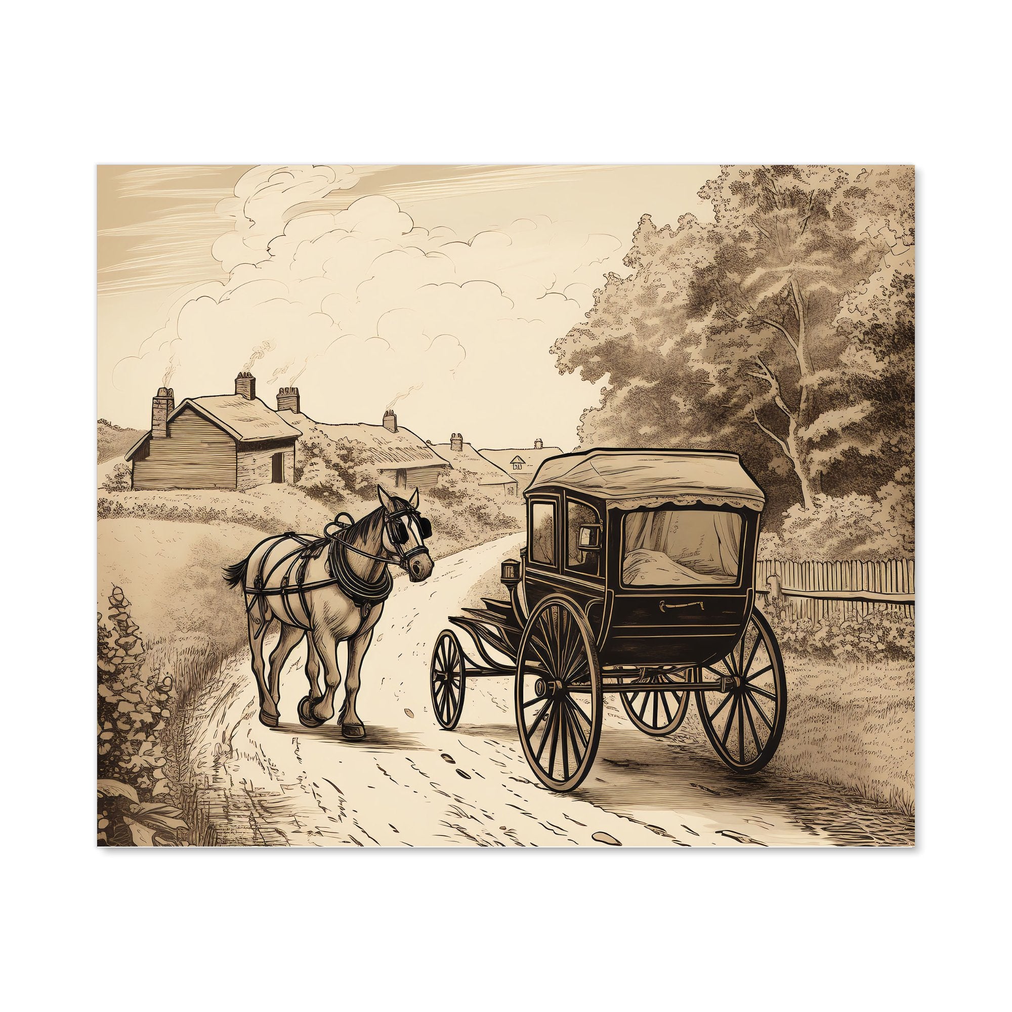 A Horse And His Cart Kitchen Splashback