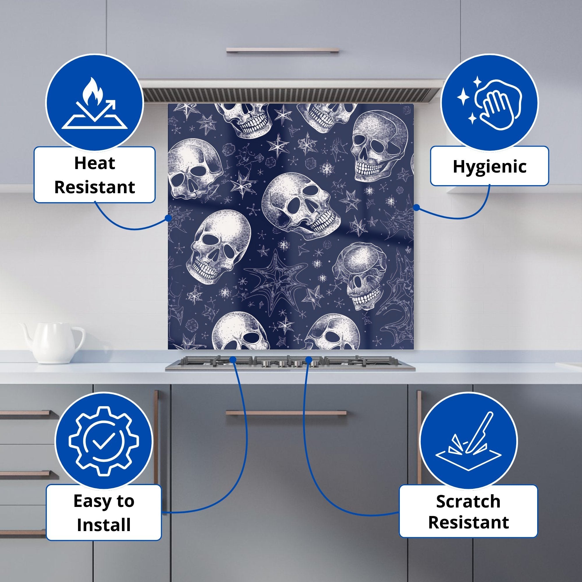 Evening Skulls And Stars Kitchen Splashback