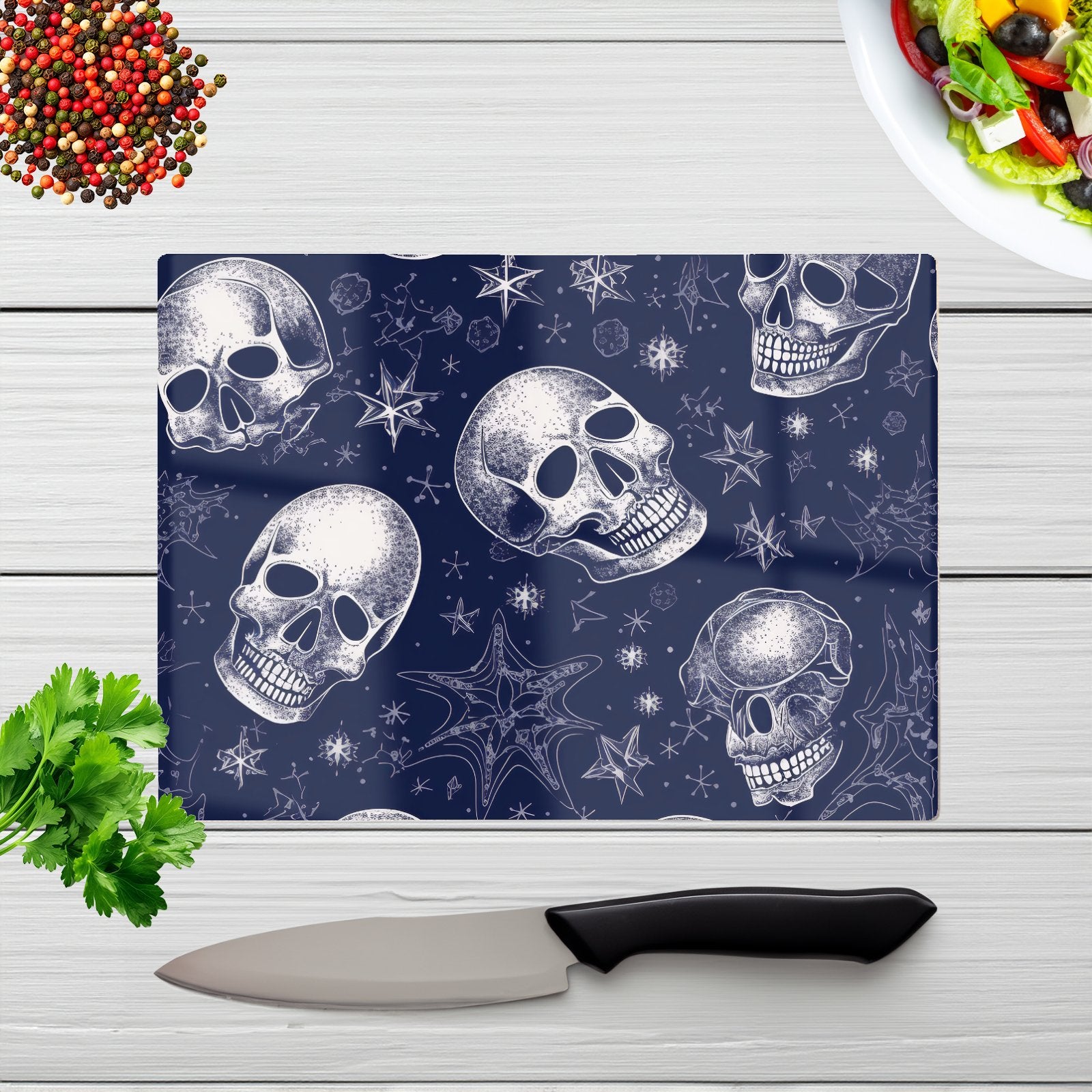 Evening Skulls And Stars Chopping Board