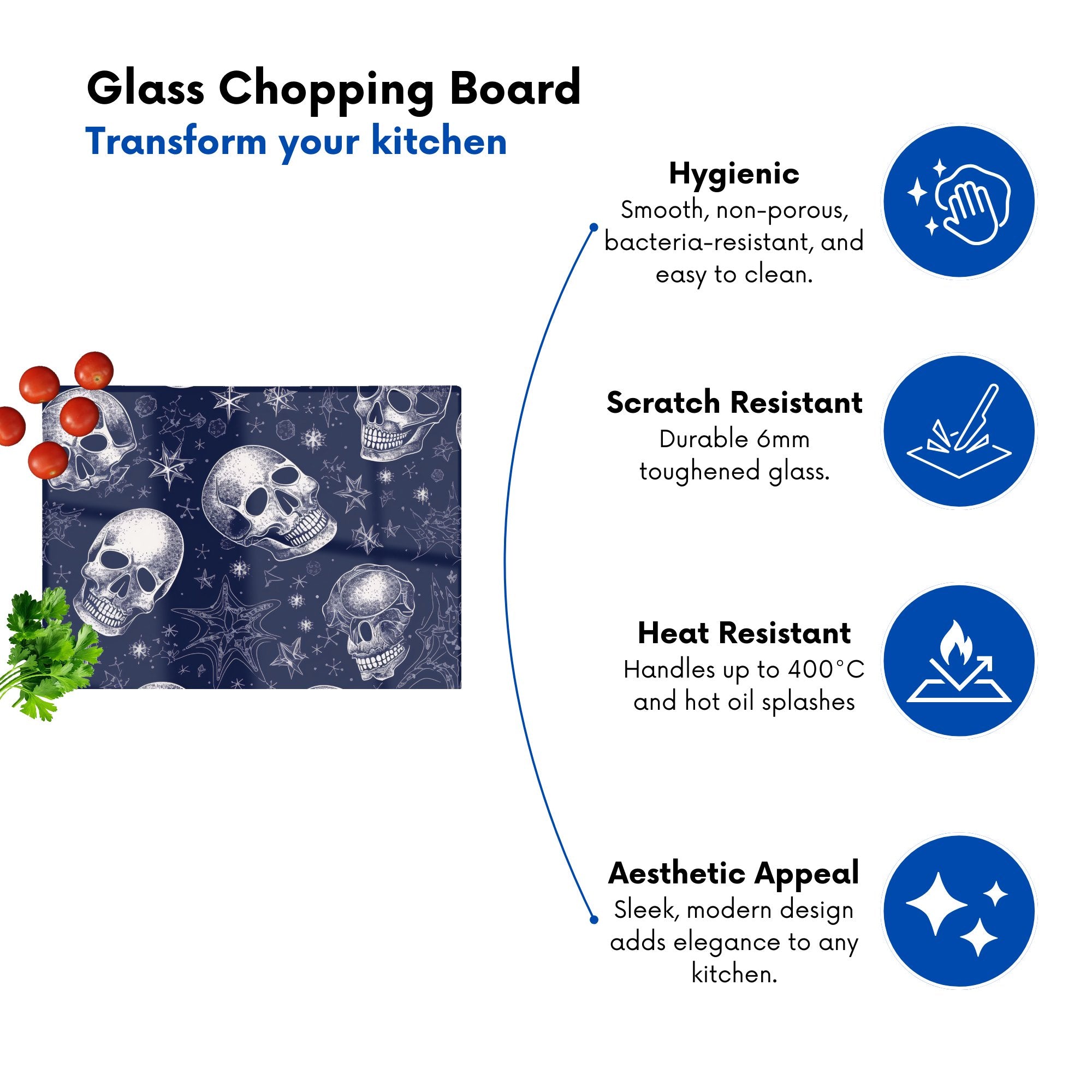 Evening Skulls And Stars Chopping Board