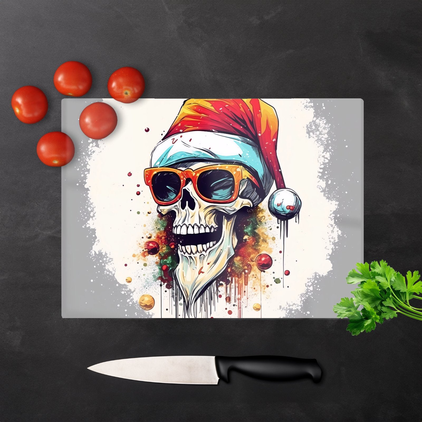 Santa Skull In Glasses Splashart Chopping Board