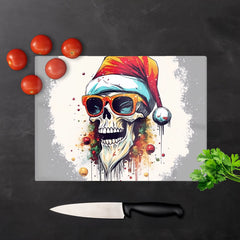 Santa Skull In Glasses Splashart Chopping Board
