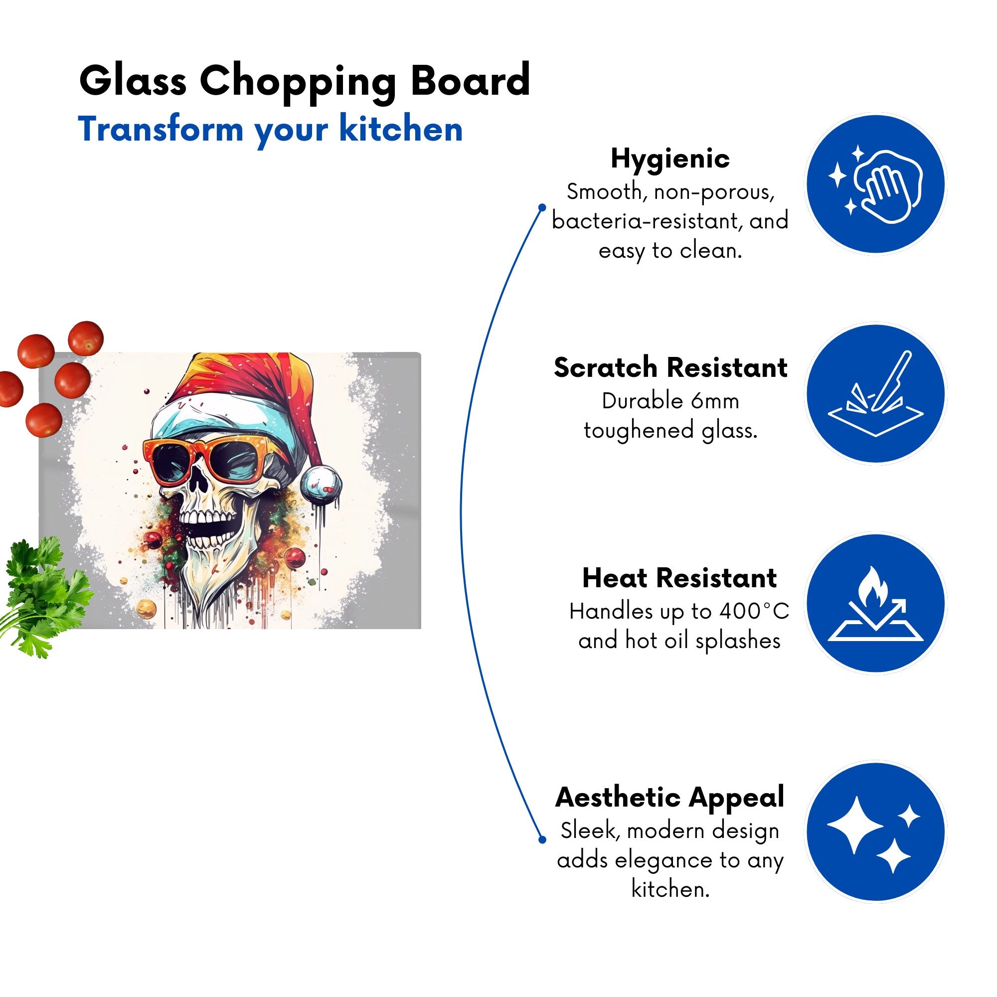 Santa Skull In Glasses Splashart Chopping Board
