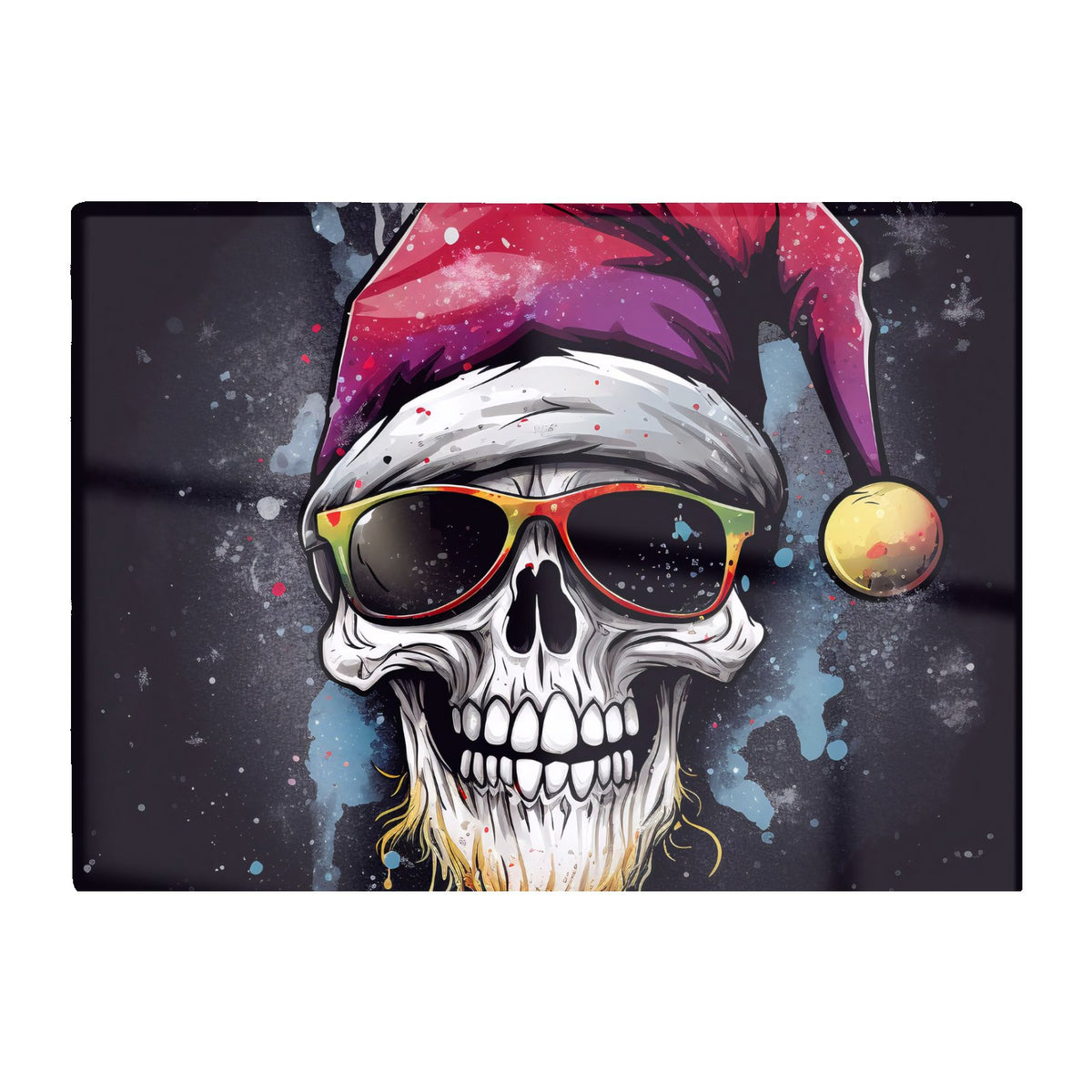 Happy Santa Skull Splashart Chopping Board