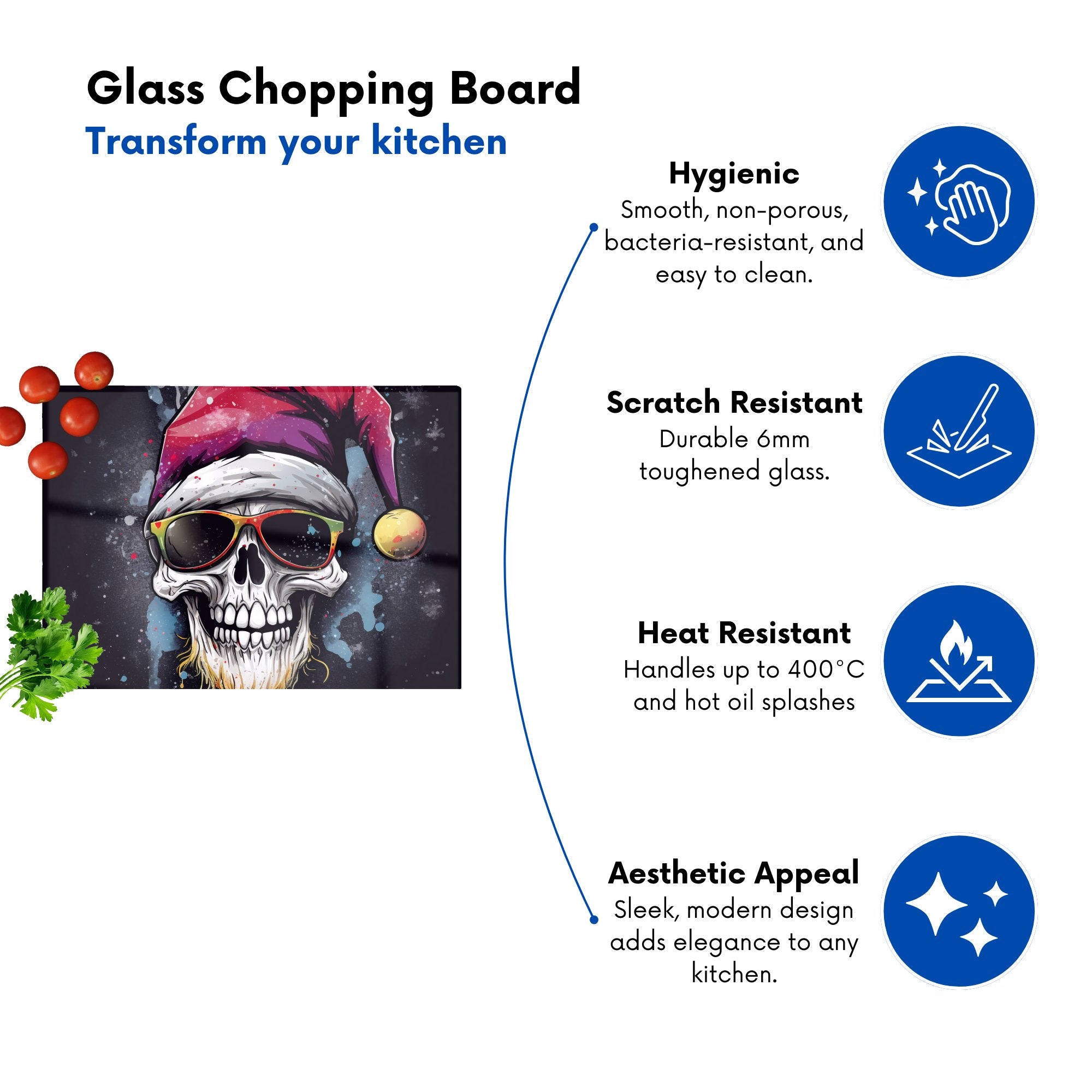 Happy Santa Skull Splashart Chopping Board