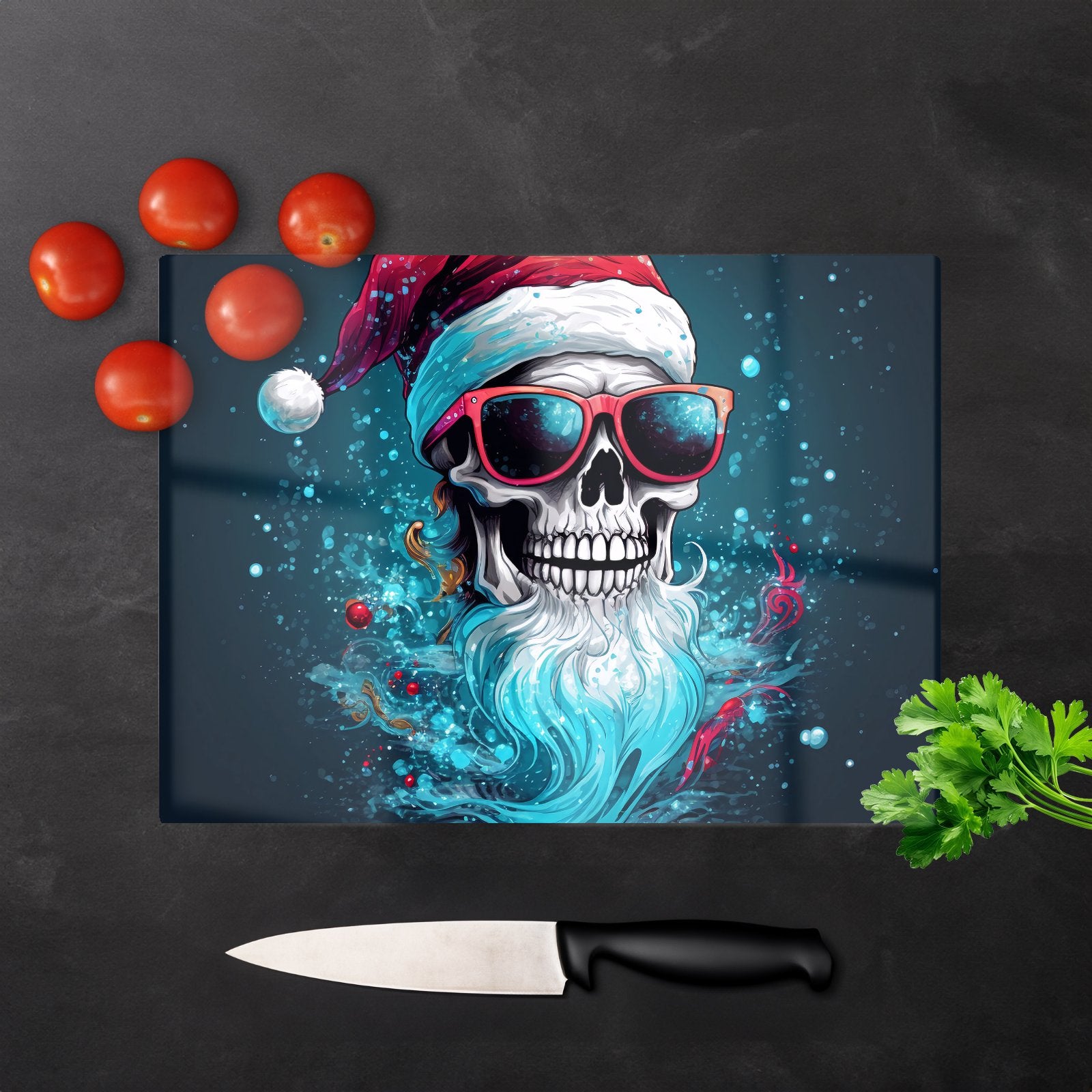 Magical Santa Hat Skull Splashart Chopping Board