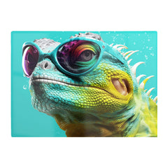 Splashart Iguana Wearing Glasses Chopping Board