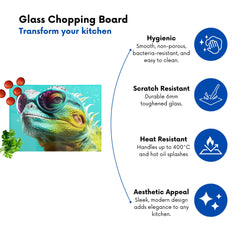 Splashart Iguana Wearing Glasses Chopping Board