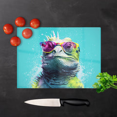 Inquisitive Splashart Iguana Chopping Board