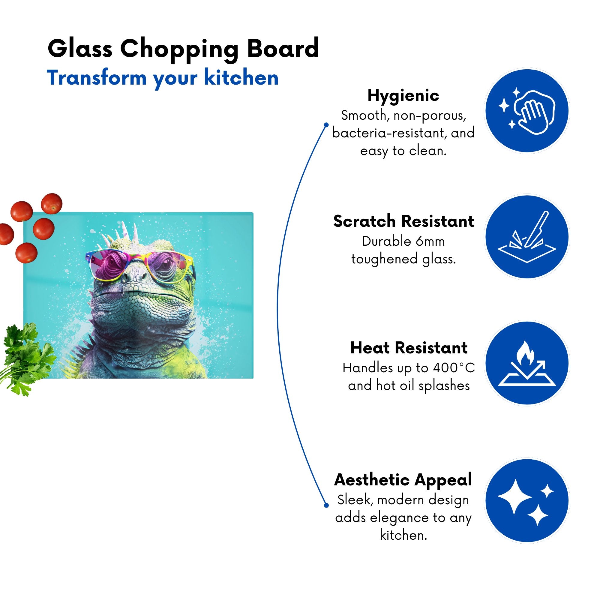 Inquisitive Splashart Iguana Chopping Board