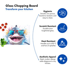 Splashart Shark In Glasses Chopping Board