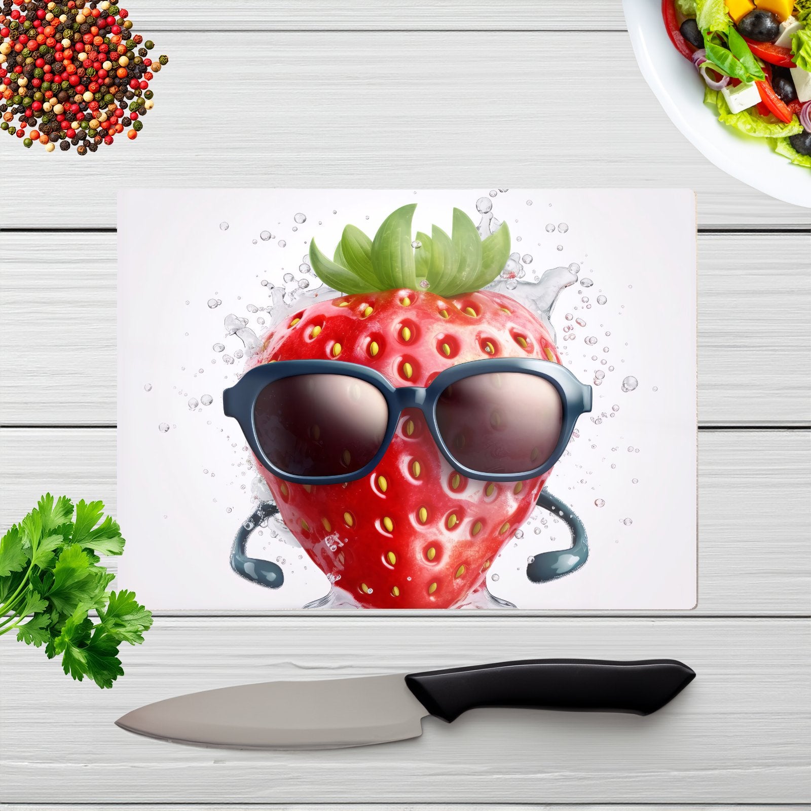 Strawberry In Glasses Chopping Board