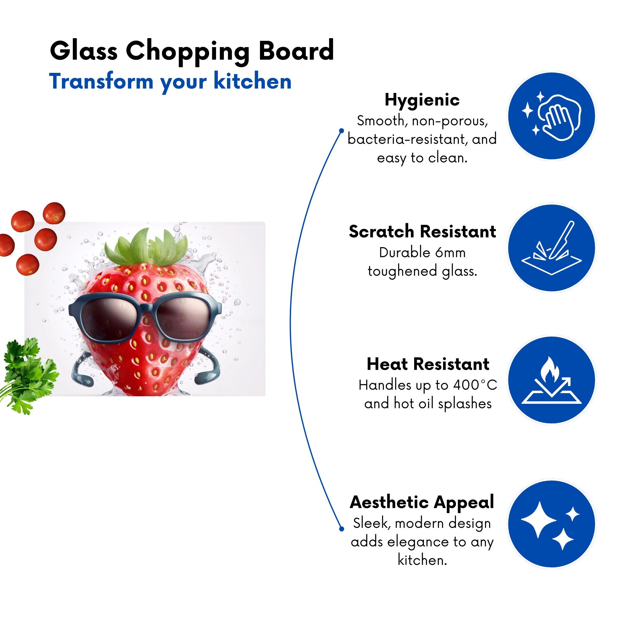 Strawberry In Glasses Chopping Board