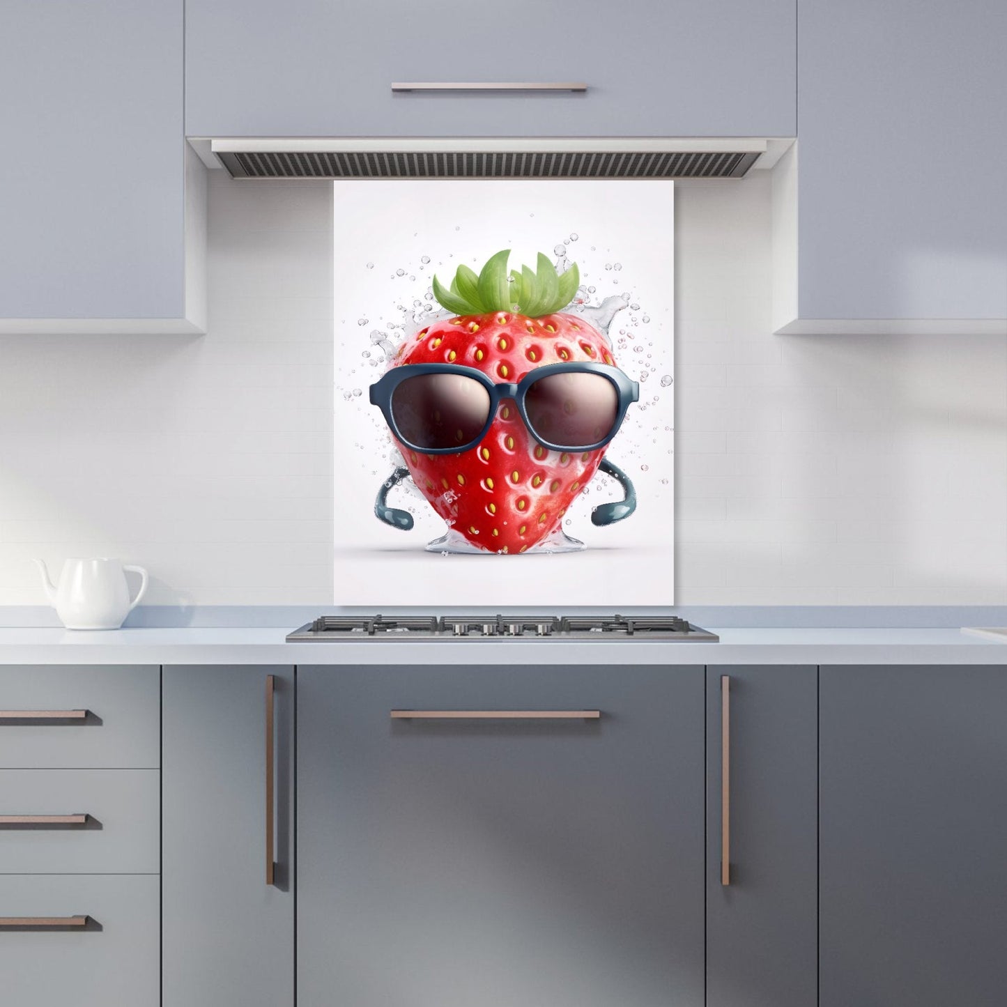 Strawberry In Glasses Kitchen Splashback