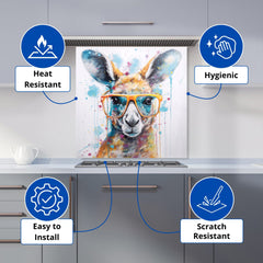 Splashart Kangaroo In Glasses Kitchen Splashback