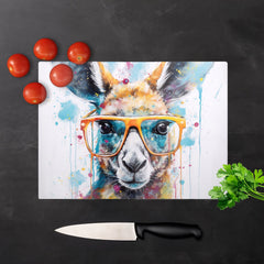 Splashart Kangaroo In Glasses Chopping Board