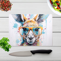 Splashart Kangaroo In Glasses Chopping Board