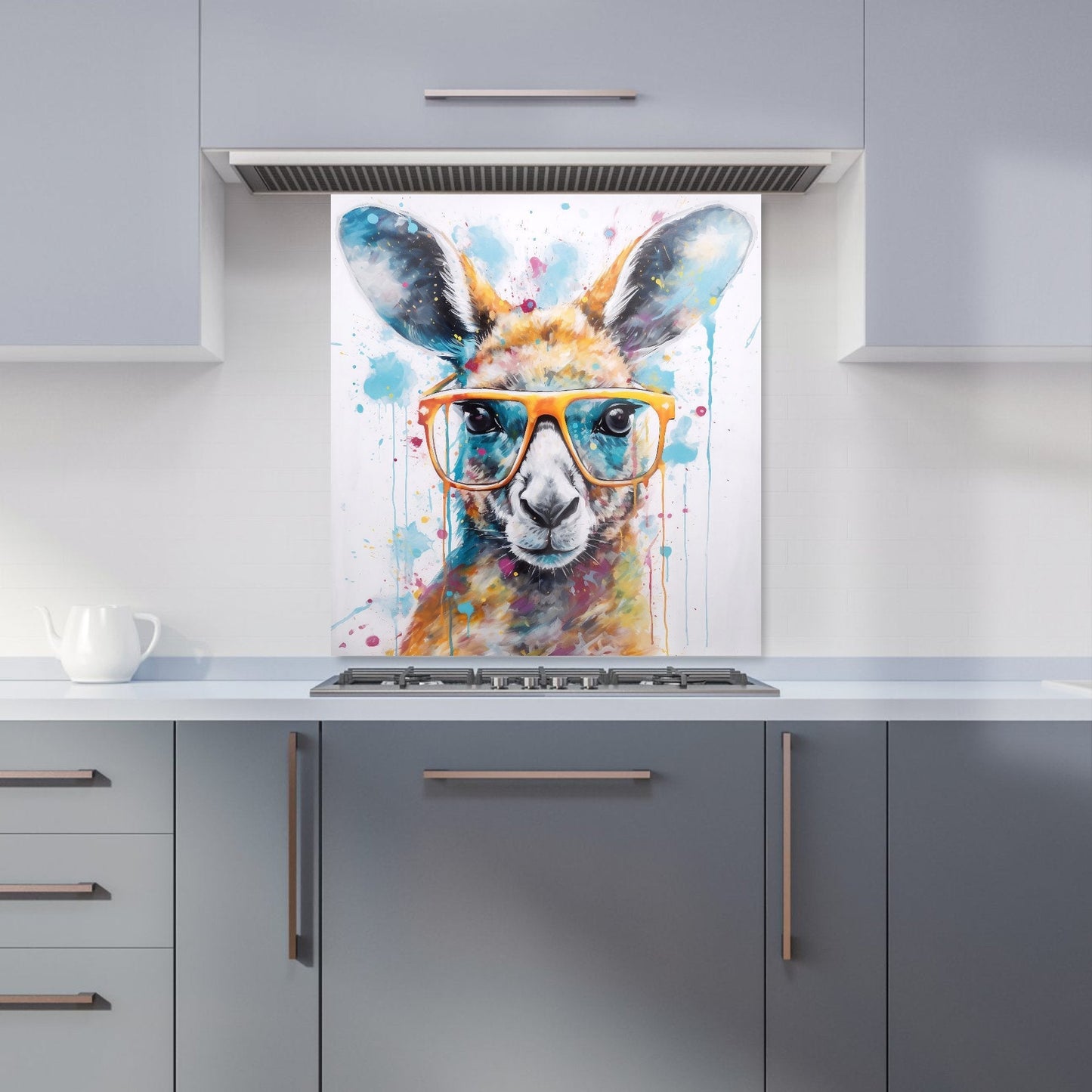 Splashart Kangaroo In Glasses Kitchen Splashback