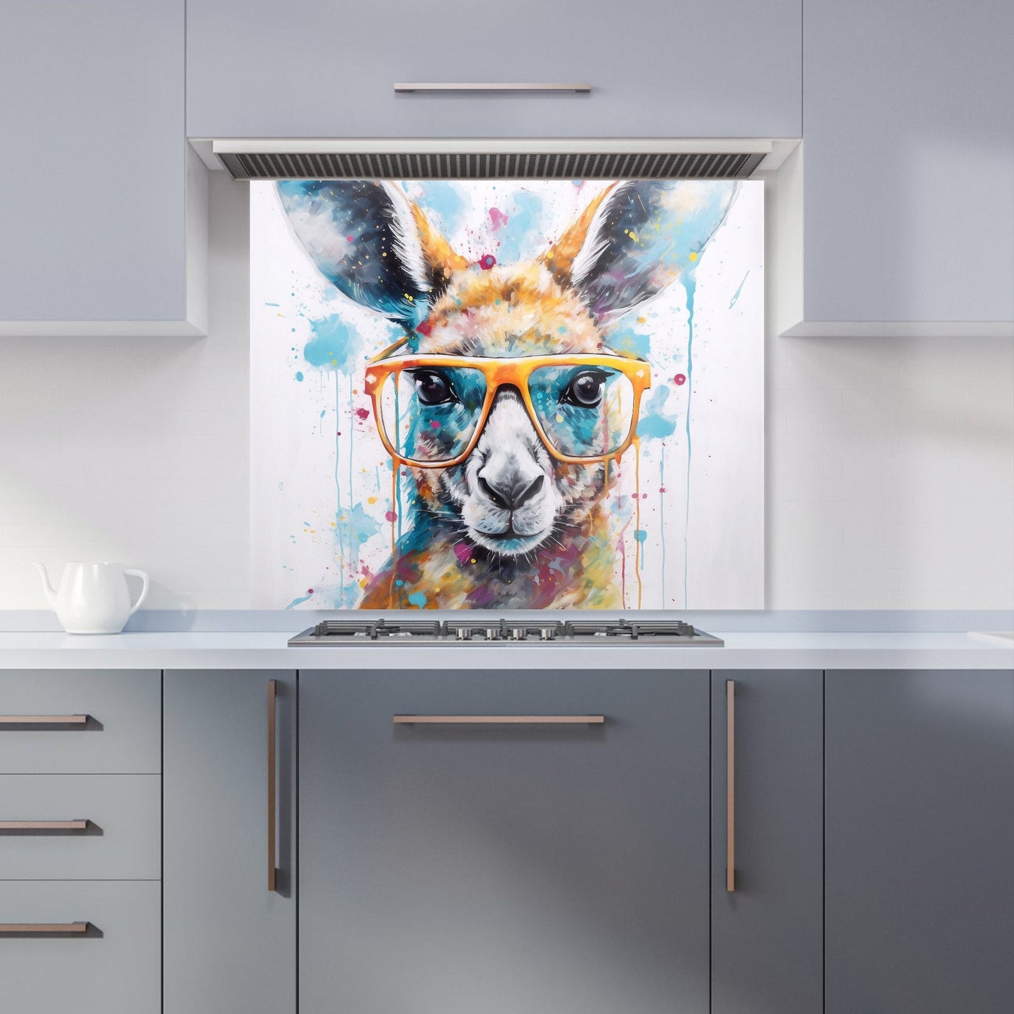 Splashart Kangaroo In Glasses Kitchen Splashback