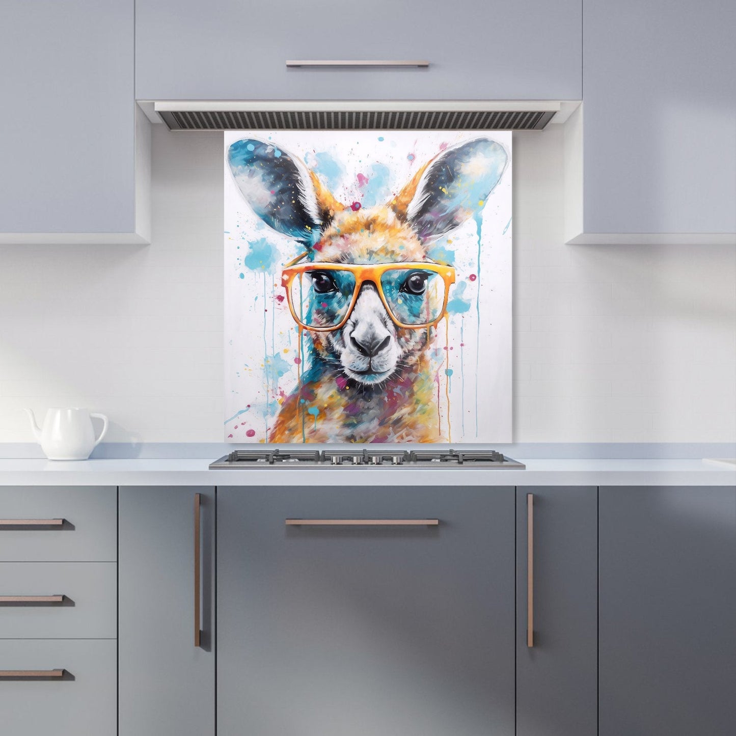 Splashart Kangaroo In Glasses Kitchen Splashback