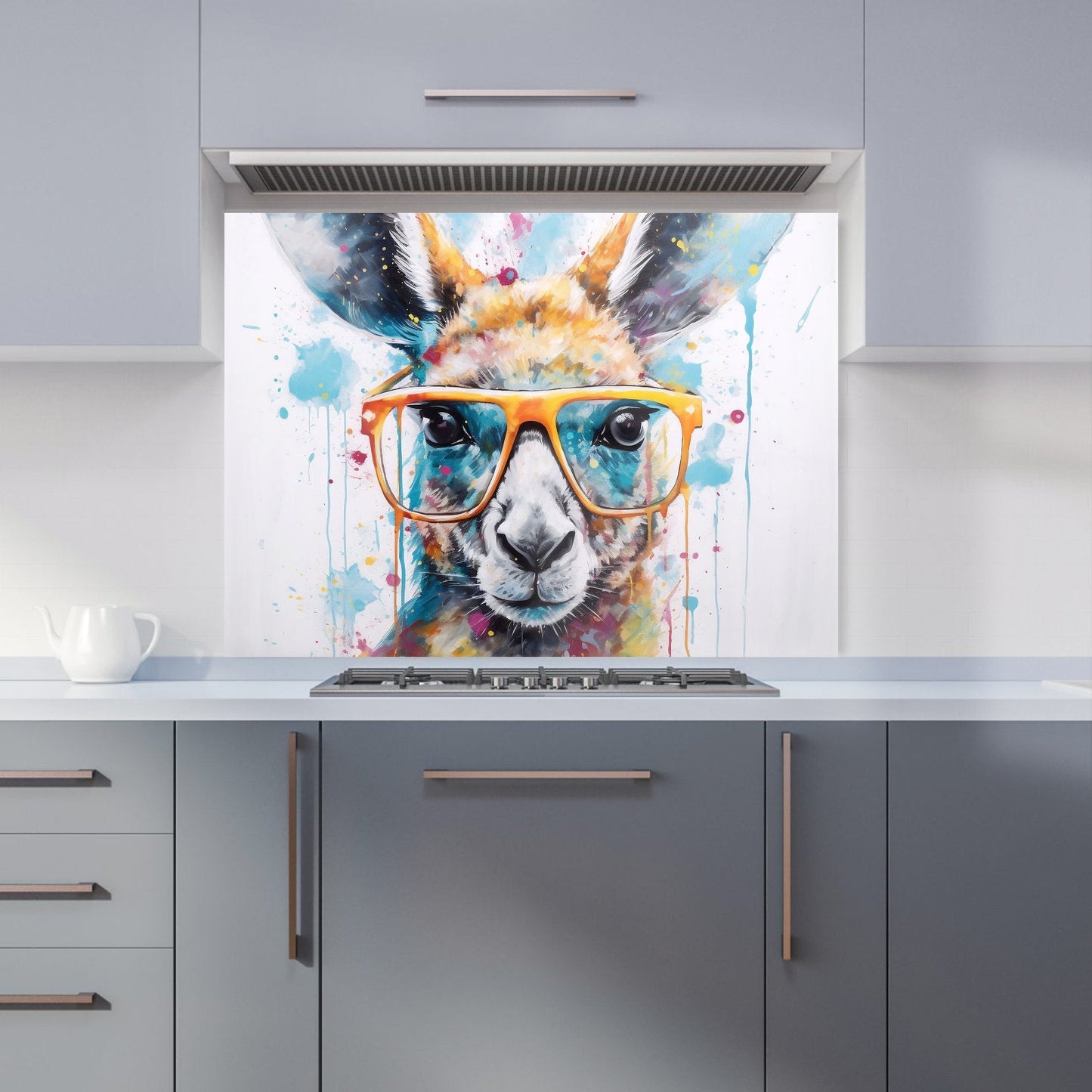 Splashart Kangaroo In Glasses Kitchen Splashback