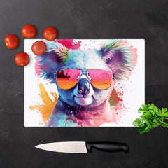 Colourful Splashart Koala In Glasses Chopping Board