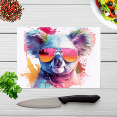 Colourful Splashart Koala In Glasses Chopping Board