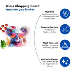 Colourful Splashart Koala In Glasses Chopping Board