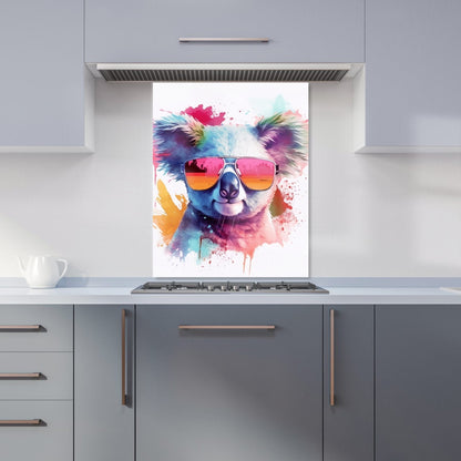 Colourful Splashart Koala In Glasses Kitchen Splashback