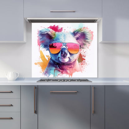 Colourful Splashart Koala In Glasses Kitchen Splashback