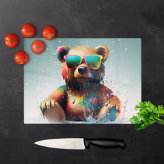 Splashart Bear In Glasses Chopping Board