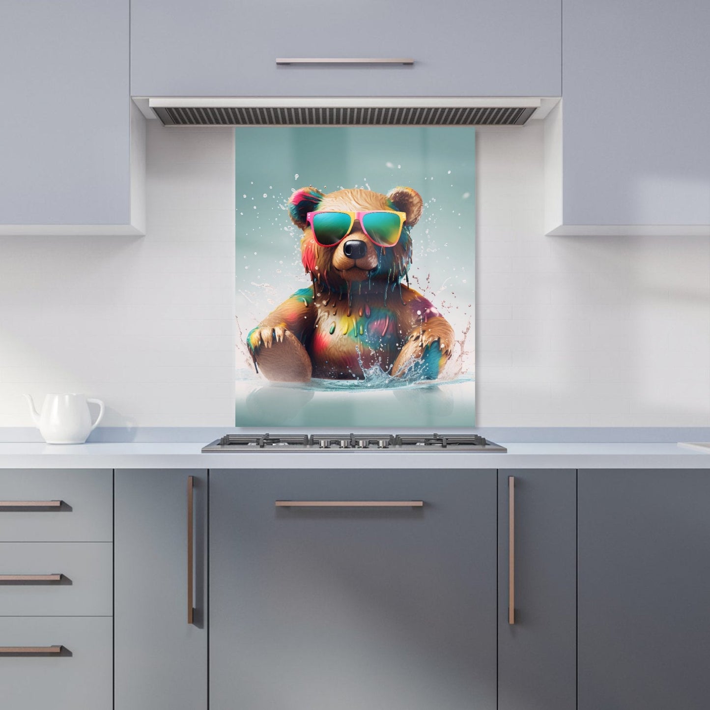 Splashart Bear In Glasses Kitchen Splashback