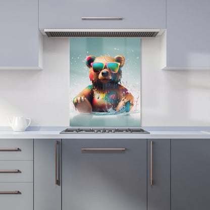 Splashart Bear In Glasses Kitchen Splashback