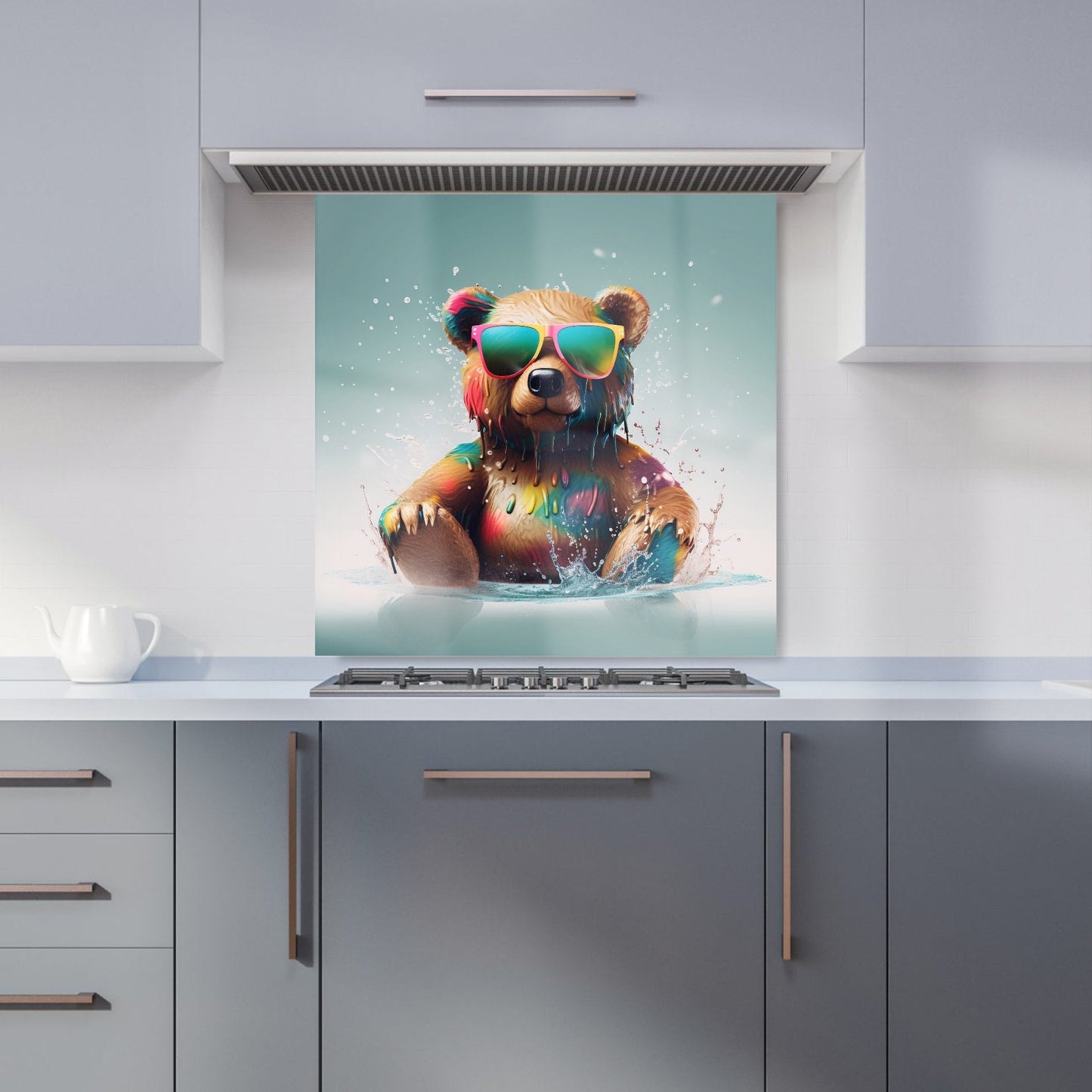 Splashart Bear In Glasses Kitchen Splashback