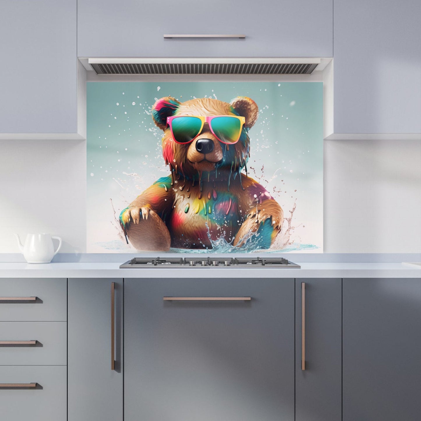 Splashart Bear In Glasses Kitchen Splashback