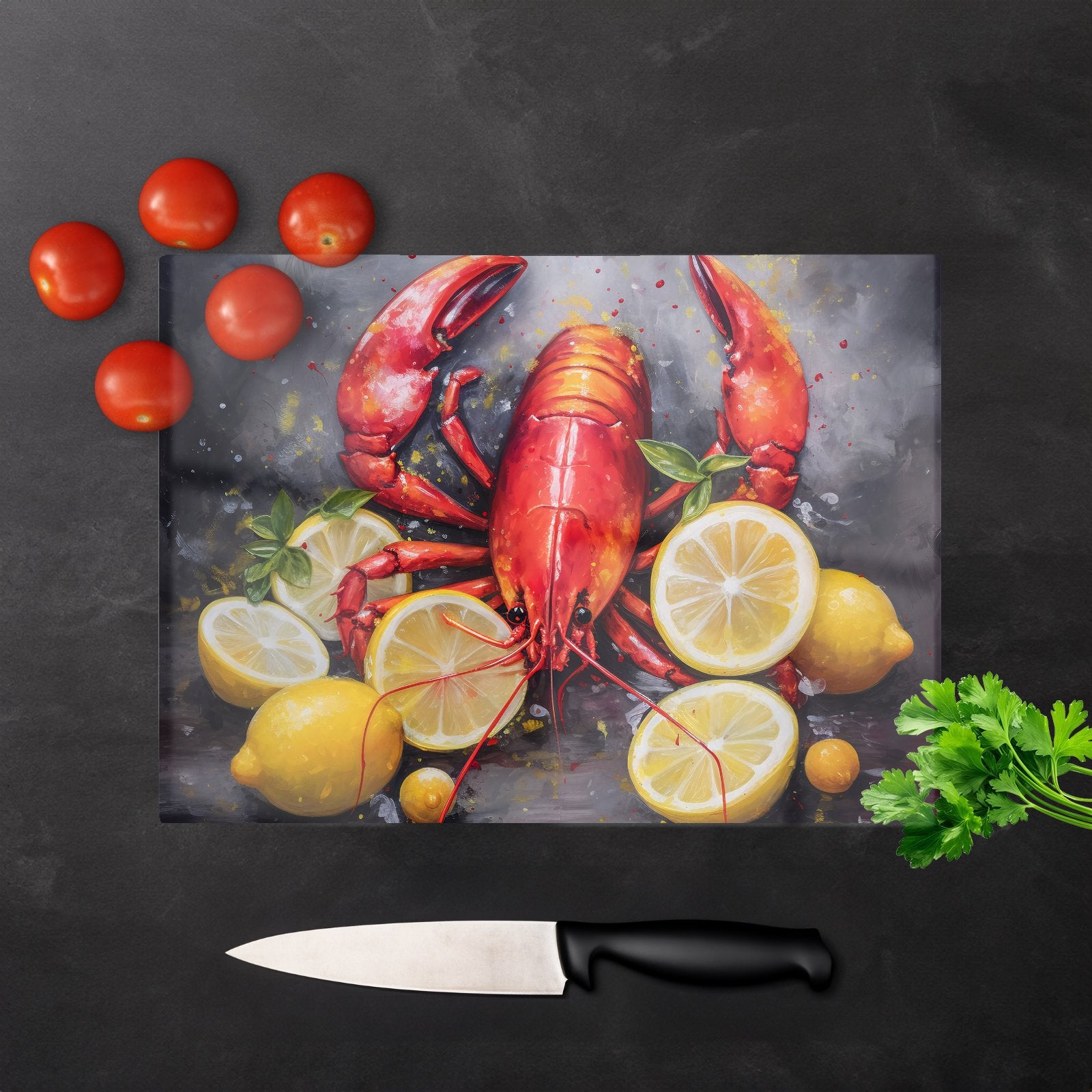 Lobster And Lemons Chopping Board