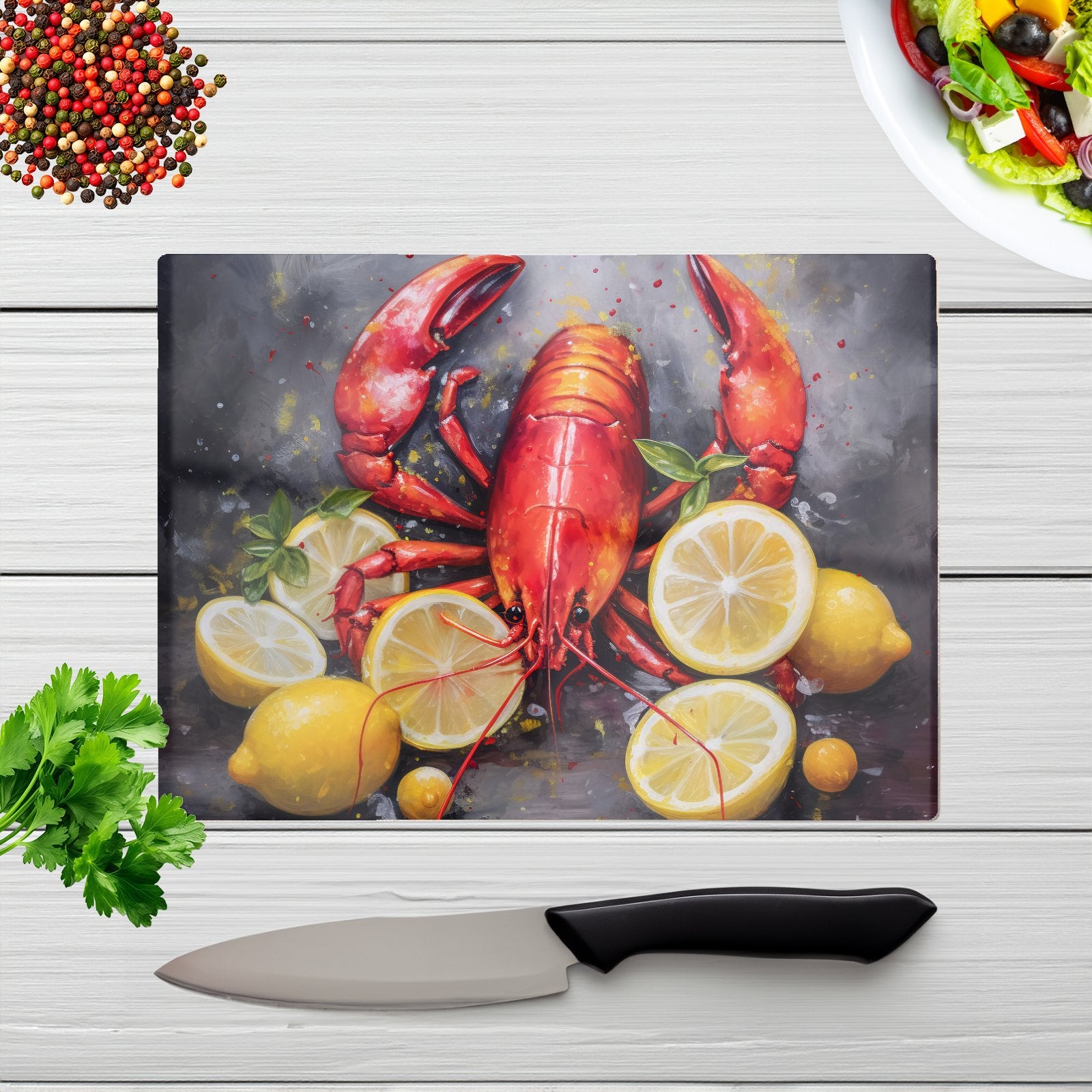 Lobster And Lemons Chopping Board