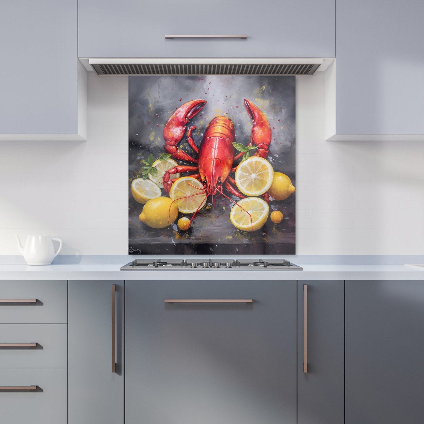 Lobster And Lemons Kitchen Splashback