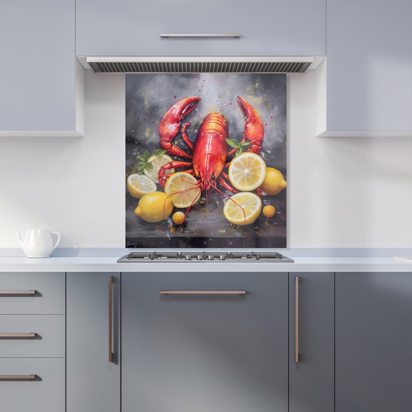 Lobster And Lemons Kitchen Splashback