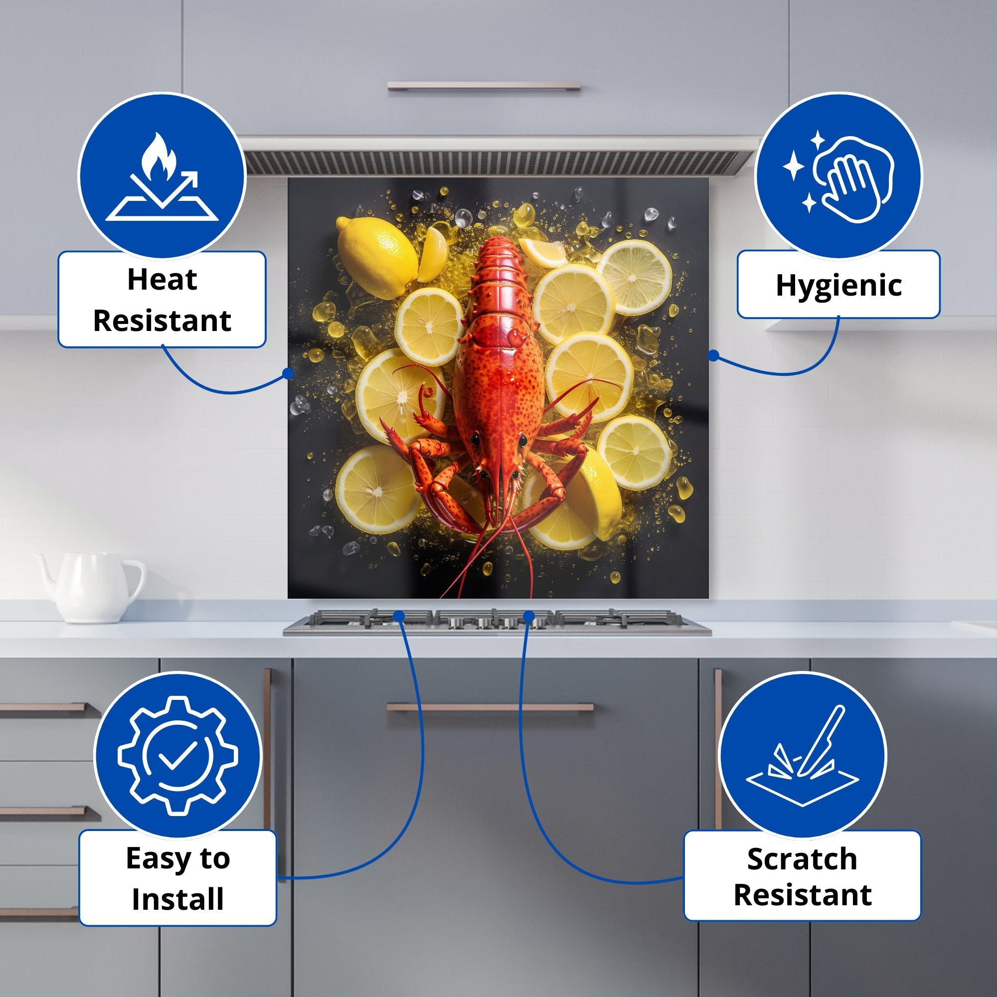 Lobster On Lemons Kitchen Splashback